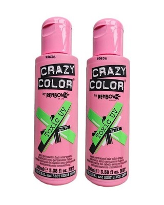 2 x Crazy Color Semi-Permanent Conditioning Haarfarbe Farbe Creme - Toxic UV.
