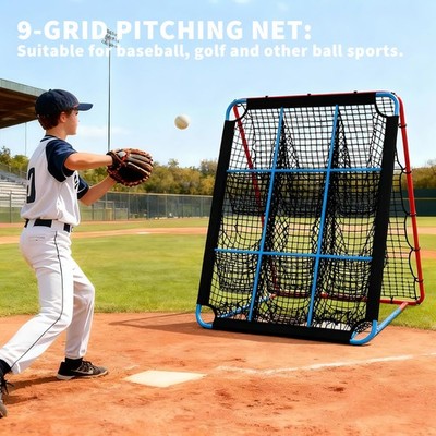 2-in-1 Baseball & Softball Rebounder Net 5x4Ft, 9-Hole Target, Adjustable Angles