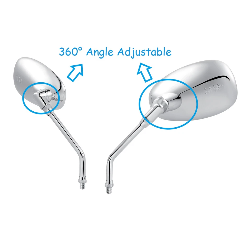 Espejos retrovisores cromados para moto de 10 mm para Victory Ness Magnum Cross Country Foto 3 de 4