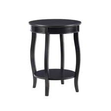 Furniture Round Table with Shelf, Black