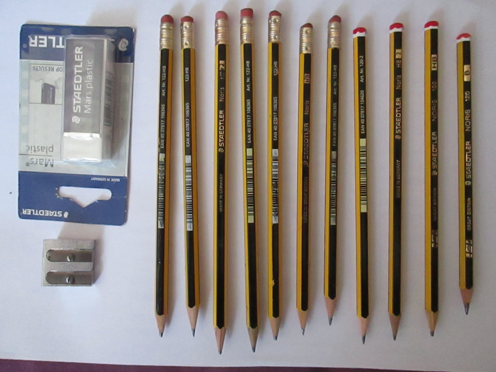 Job Lot Bundle 10 Staedtler Noris HB Pencils + New Steedtler Rubber & Sharpner.