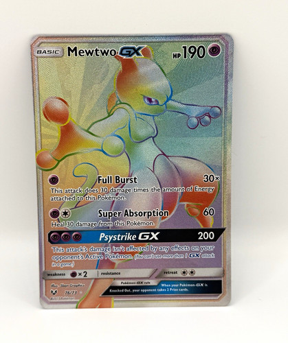 Mewtwo GX Secret Rare Full Art Holo 76/73 Shining Legends Eng