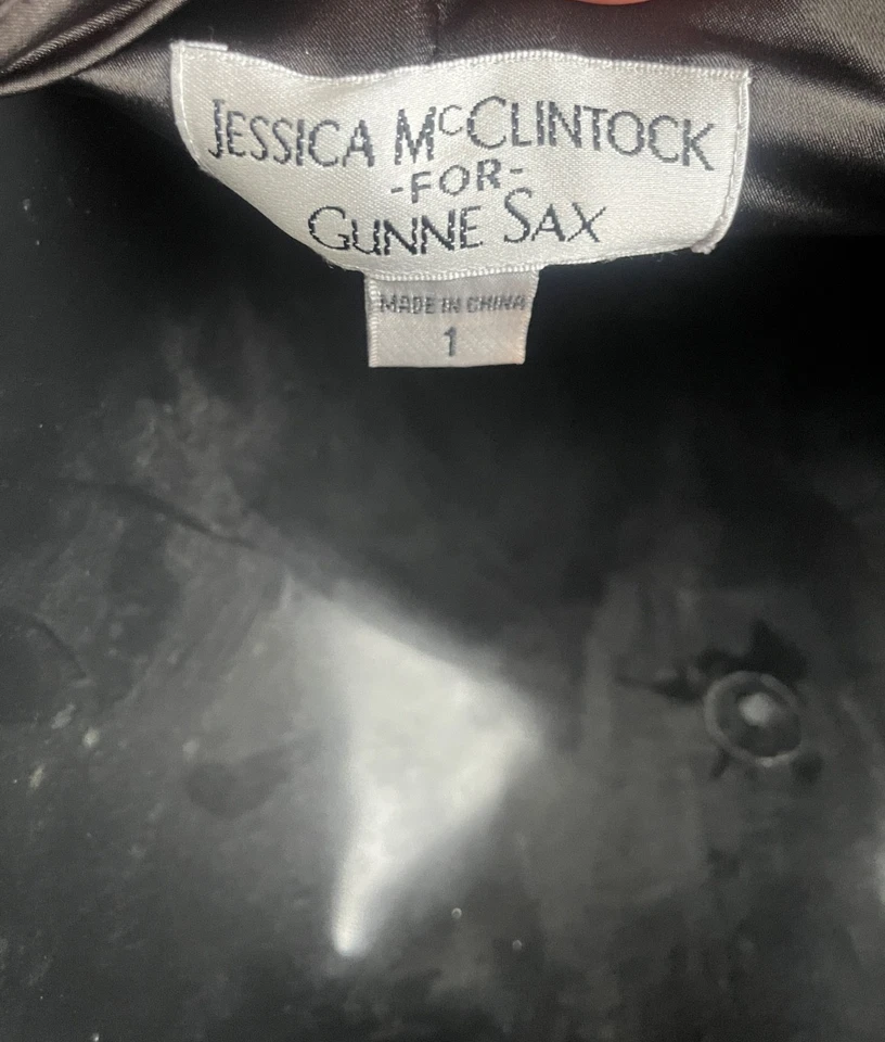 Jessica McClintock For Gunne Sax Women's Size 1 Vintage Mini Dress Black - Image 4 of 4