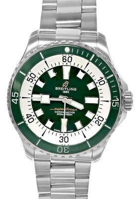 New Breitling SuperOcean Automatic 44mm Green Dial SS Mens Watch A17376A31L1A1