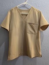 FIGS Catarina 1-Pocket V-Neck Scrub Top Large Latte PO 3083