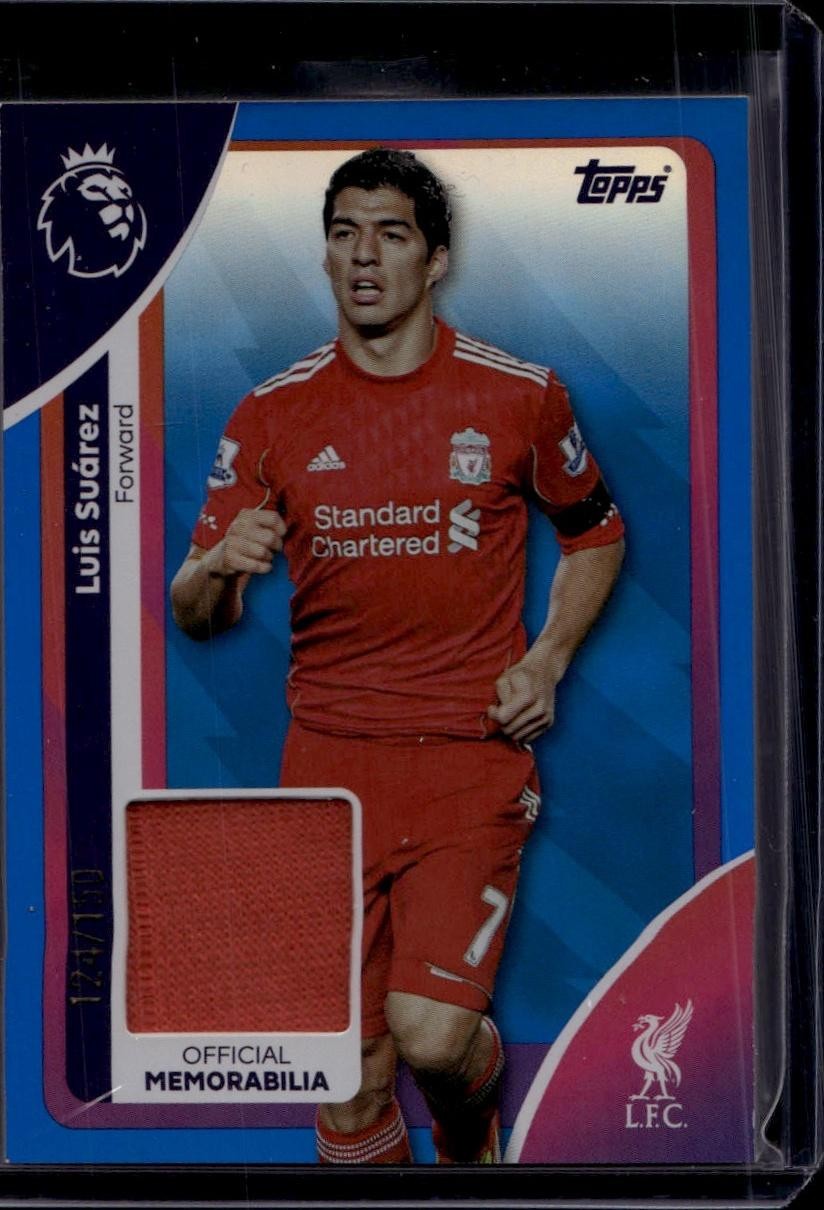 2025-26 Topps EPL #RE-LS Luis Suárez Premier Relics Blue Rainbow #/150