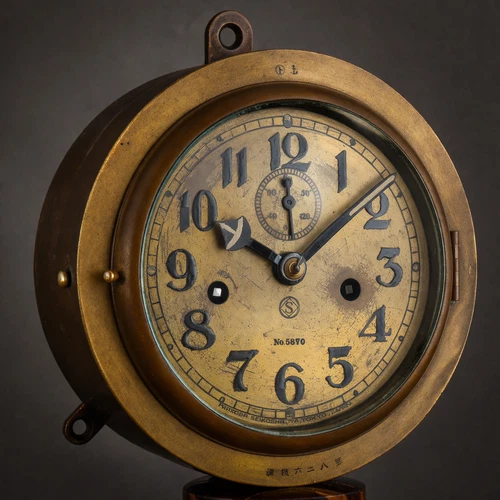 ⚓ EX RARE WW2 JAPAN MILITARY NAVY SHIPS BELL STRIKING CLOCK BRASS BY SEIKOSHA