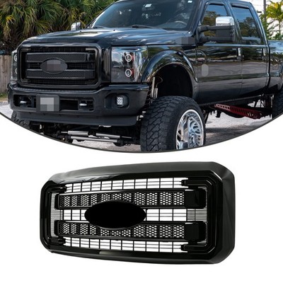 For 2011-2016 Ford F250 F350 Super Duty Front Grille Platinum Style Gloss Black