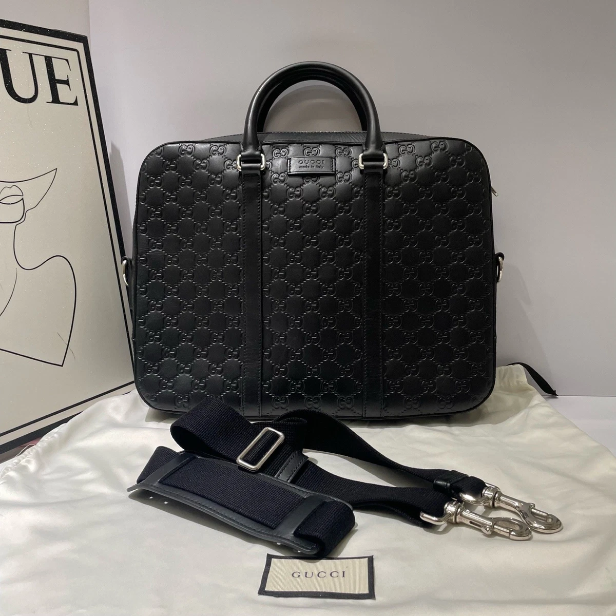 m*u様 GUCCI カバン　ケース GUCCI グッチ GGエンボス ブリーフケース ビジネスバッグ 黒 (GUCCI