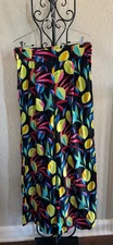 Tabitha Brown Target Wide Leg Linen Blend Pants M Pockets Tropical Beach Lemons