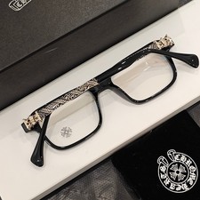 Chrome Style Hearts Texture Retro Pattern Frame Glasses Women Men Eyewear-Black