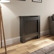 Grey Radiator Cover - Small - Vertical Slat Style 780mm MDF Rectangular