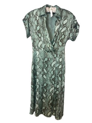 Lauren Ralph Lauren Woman's Green Satin Snake Skin  Print Maxi Dress Size 4