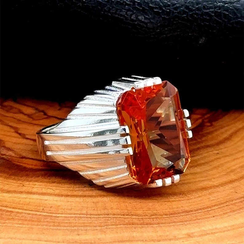 Men Handmade Natural Zultanite Square Handmade Ring - Image 2 of 4