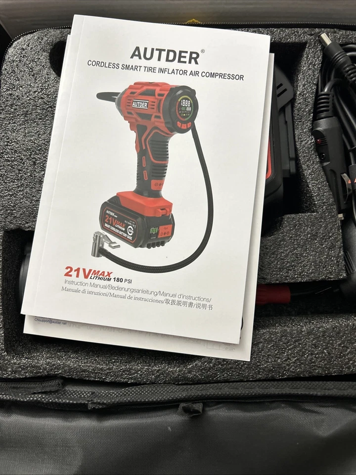 Compressor de ar portátil sem fio/sem fio inflador de pneus AUTDER - Imagem 4 de 4