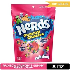 NERDS Gummy Clusters, Candy, Rainbow, Crunchy and Gummy, 8 oz