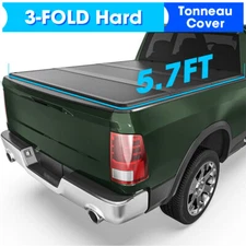 5.7FT Hard Folding 3-Fold Truck Bed Tonneau Cover for 2009-2025 Dodge Ram 1500