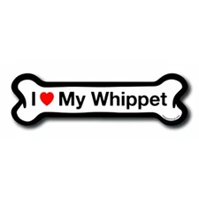 Magnet Me Up I Love My Whippet Dog Bone Car Magnet - 2x7 Dog Bone Auto Truck Dec