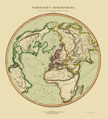 Historic Map - Northern Hemisphere - Thomson 1816 - 23 x 25.27
