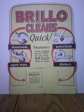 Vintage Brillo pad advertising cardboard store display 1926 put in box slot Z147