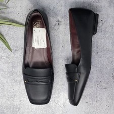 Franco Sarto  Tesica Black Square Toe Loafer with Small Stacked Heel Size 9