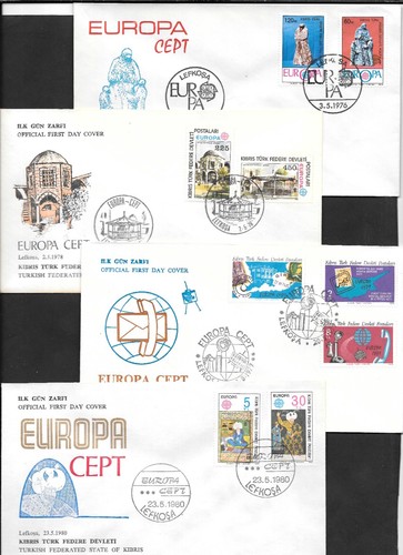 Cyprus N 1976-1980 Europa CEPT 4 FDC Super Condition - Picture 2 of 2