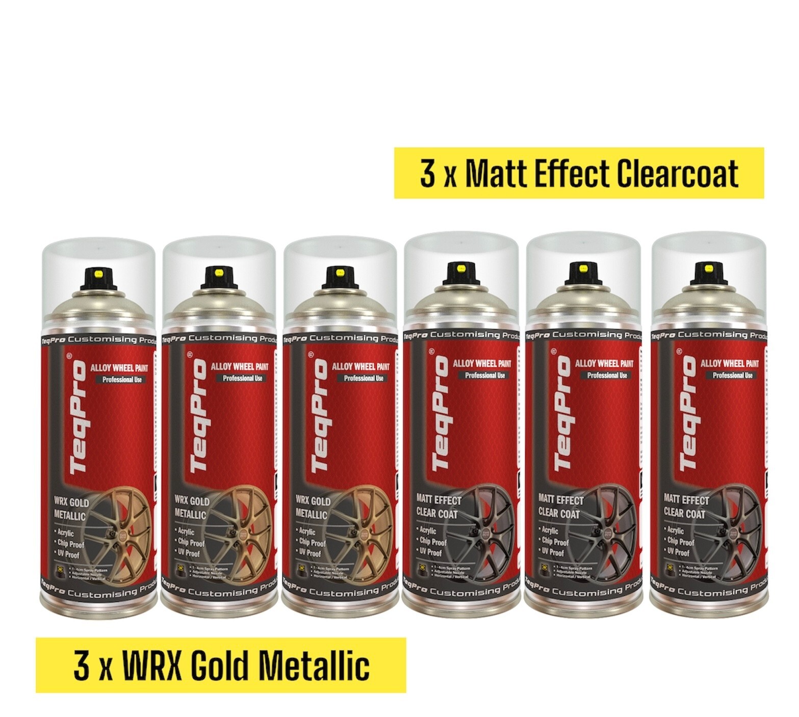 WRX Gold Metallic Alloy Wheel Paint Kit with 3 Matt Clear Coats