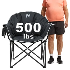 H&ZT Oversized XL Camping Chair, Portable Full Padded Saucer Chair & Carry Bag
