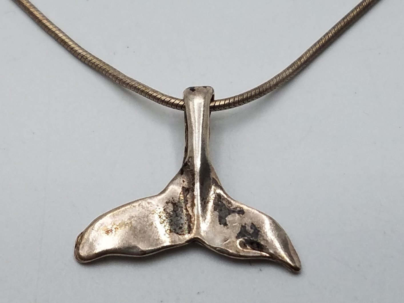 925 Silver Whale Tail Pendant Necklace eBay