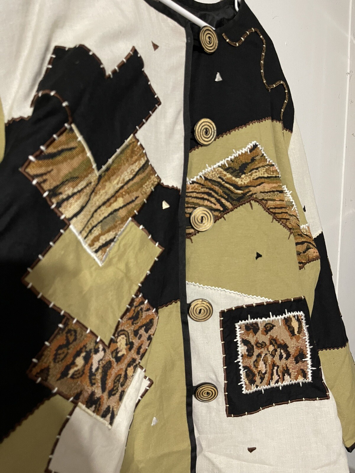 indigo moon patch pattern shoulder pads button up… - image 9