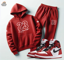 Men's Red Hoodie Joggers 23 Legend Sweatsuit Athletic To Match Jordan 1 Chicago