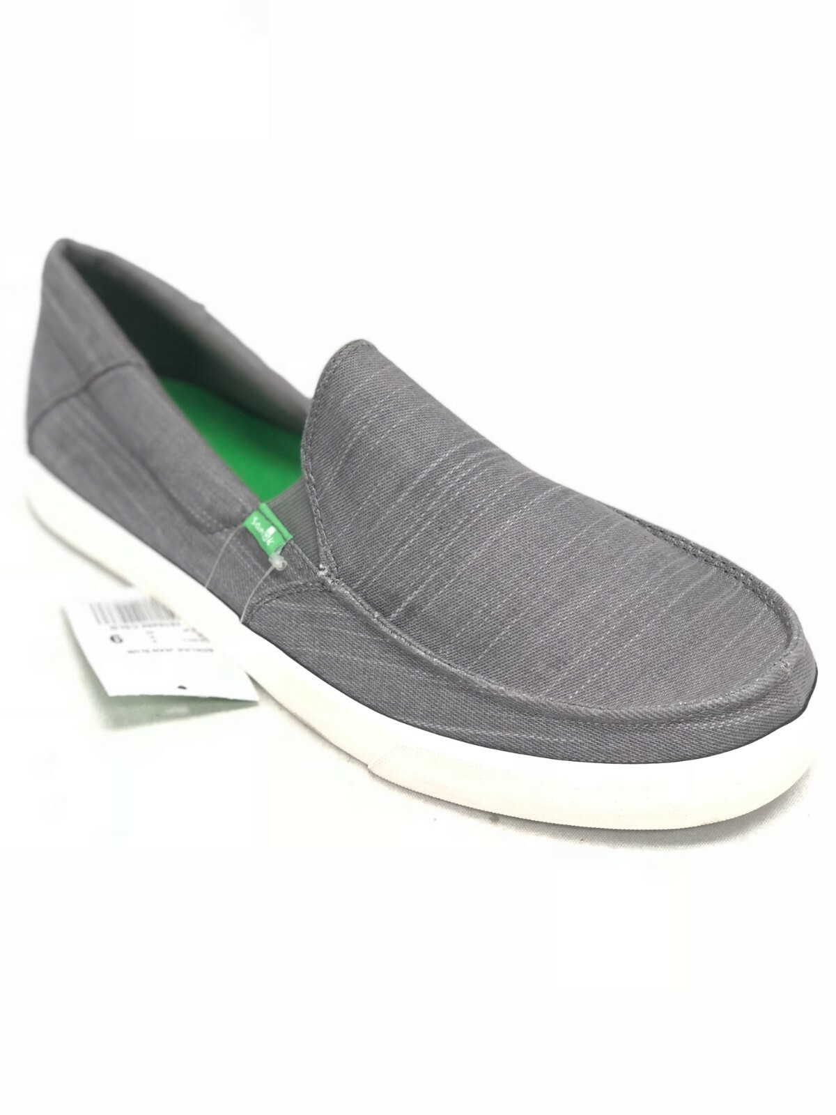 Sanuk Men's Sideline Jean Charcoal Slub Grey Slip On Shoes 1