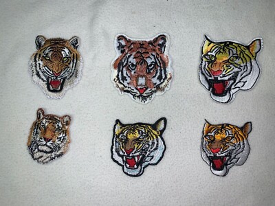 BESTICKTE PATCHES APPLIKATION AUFNÄHEN/AUFBÜGELN TIGERKOPF MOTIVE DESIGN WÄHLBAR