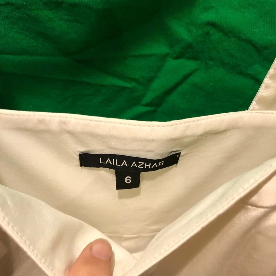 Laila Azhar cream cotton/silk size 6 summer dress - Image 3 of 4