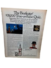 1981 Beefeater London Dry Gin True False quiz Original Print Ad