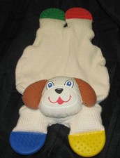 PUPPY DOG SECURITY BLANKET LOVEY THERMAL TEETHER RATTLE 13" BABY TOY CREAM IVORY