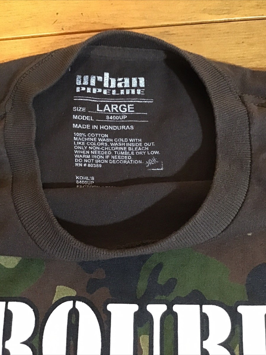 Urban Pipeline Graphic T-Shirt Camo Green White School Boys Size L Lot Of 