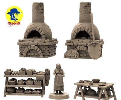 Baker's Shop 28mm Ovens and Bread 3D Printing for Medieval Gunner Wargames