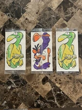 3 Vintage Quaker Cereal premium 1989 wheel rattler parrot bicycle giveway cards