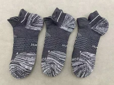Bombas Men's 3 Pairs Hex Tec Lightweight Running Ankle Socks Size L 9-13 Gray