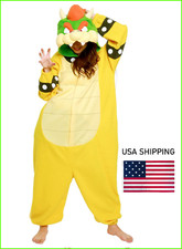 SAZAC Super Mario Bowser Kigurumi Fleece Cosplay Costume One Size Adult New USA