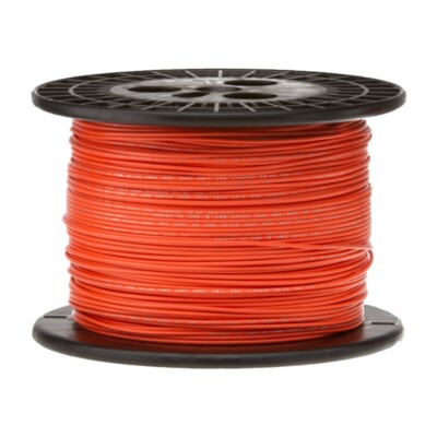 22 AWG Stranded Hook Up Wire, Orange, 1000 ft, 0.050'' Dia, UL1061, 300V