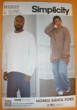 Simplicity Pattern 9897 12022 Misses Men's Sweatshirt in Two Lengths XS - XXL