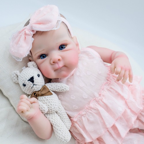 45 CM Reborn Baby Puppen Mädchen Vollsilikon Vinyl Körper Realistisch Newborn Baby Puppe