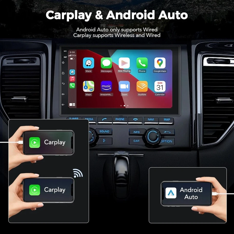 AUTORADIO STEREO 2DIN UNIVERSALE ANDROID AUTO CARPLAY GPS WIFI  2G RAM 32GB 7" - Immagine 2 di 4