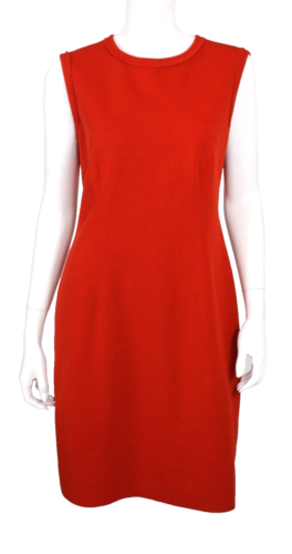 LANVIN Hiver 2015 Brick Red Wool Knit Sleeveless Sheath Dress 42