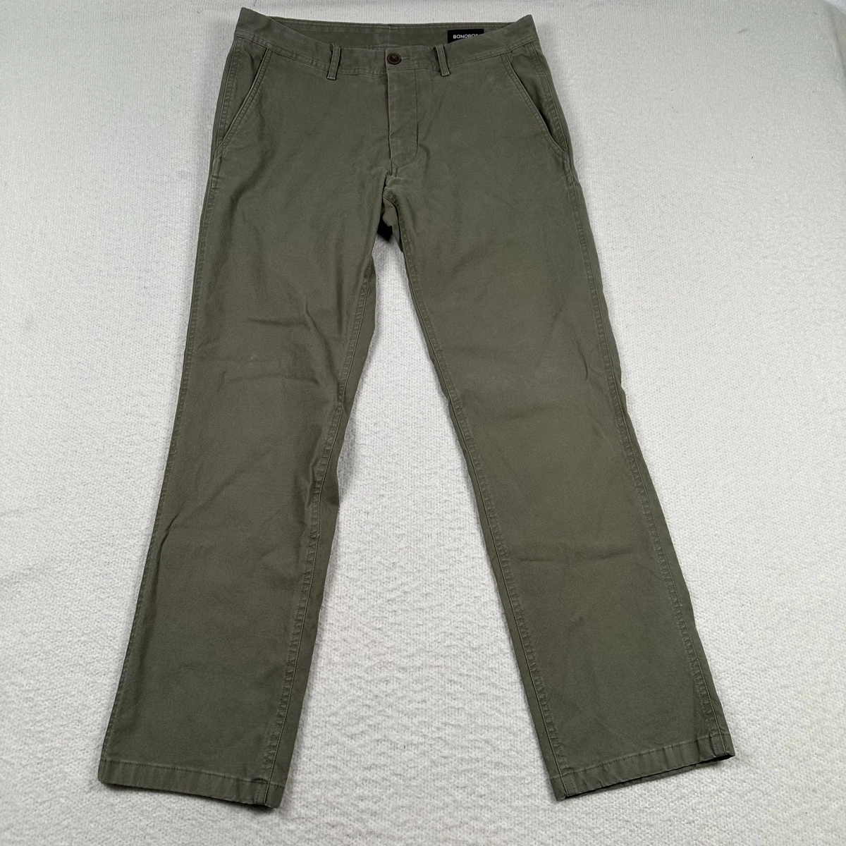 Pantalon Bonobos 100% Coton - Imprimé Feuilles Vertes, Taille 28x28, Coupe Straight