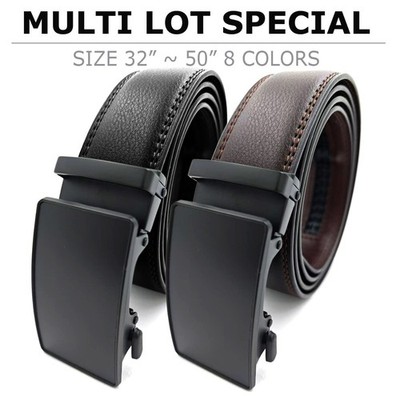 Genuine Leather Mens Ratchet Belt Belts For Men Adjustable Automatic Buckle