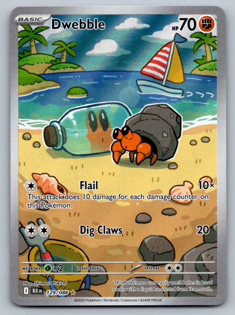 Pokémon TCG Black Bolt Dwebble 129/086 Illustartion Rare Holo Nm