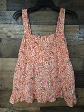 Y2K Women Babydoll Tiered Boho Top Size 10 Floral Birds Fairy Whimsy Cotton